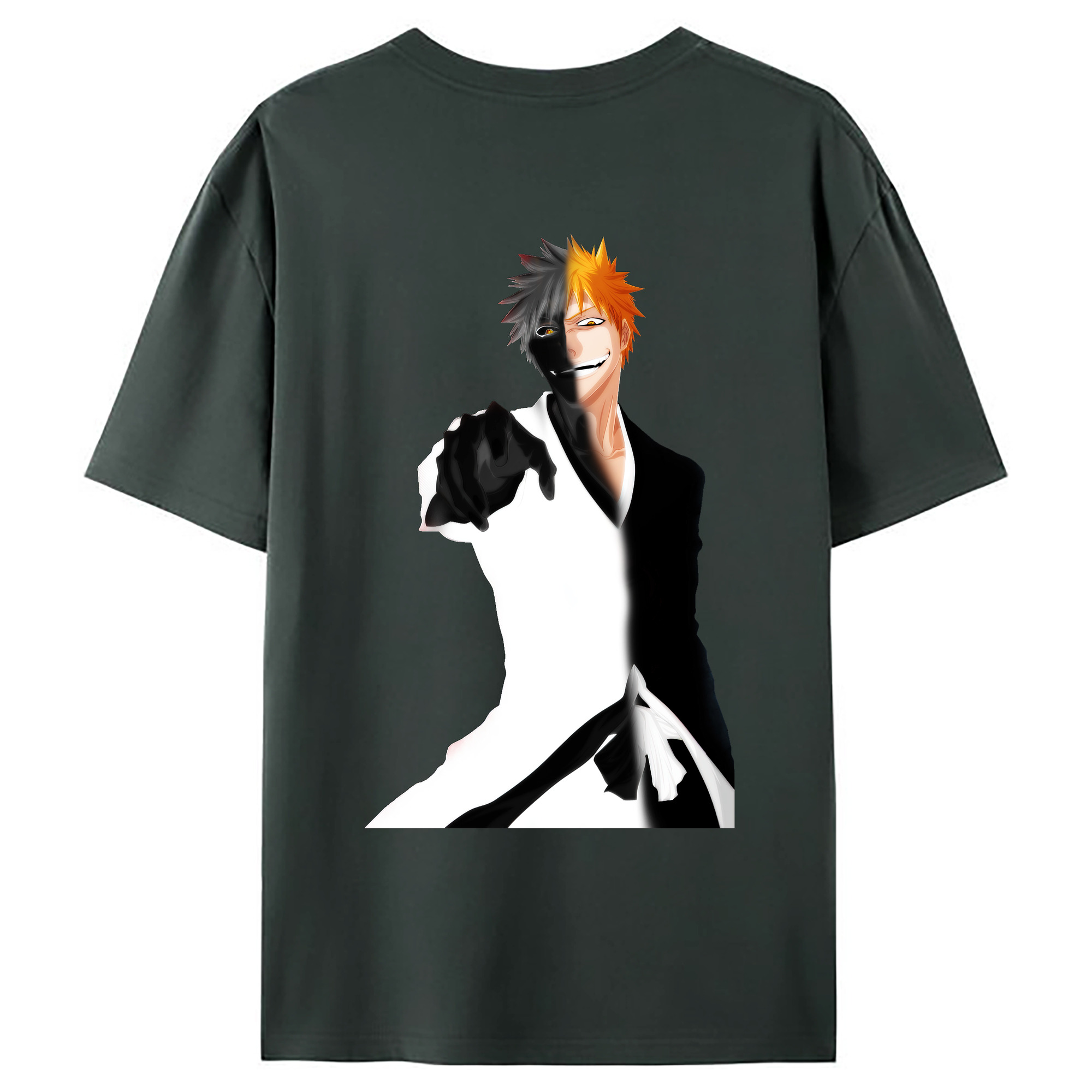 （画像用） ブリーチ 黒崎一護（くろさき いちご）BLEACH Kurosaki Ichigo 綿100％ メンズ半袖Tシャツ（バックプリント） 通気性